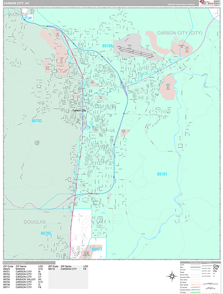 Carson City Wall Map